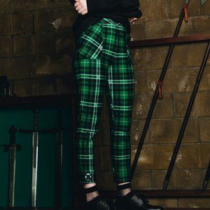 BNWT - TARTAN SLYTHERIN CUFFED PANTS - LARGE